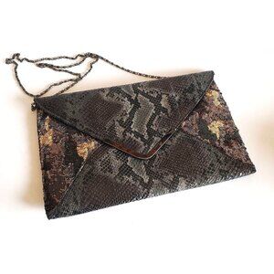 Big Buddha Clutch Snake Skin Pattern Brown